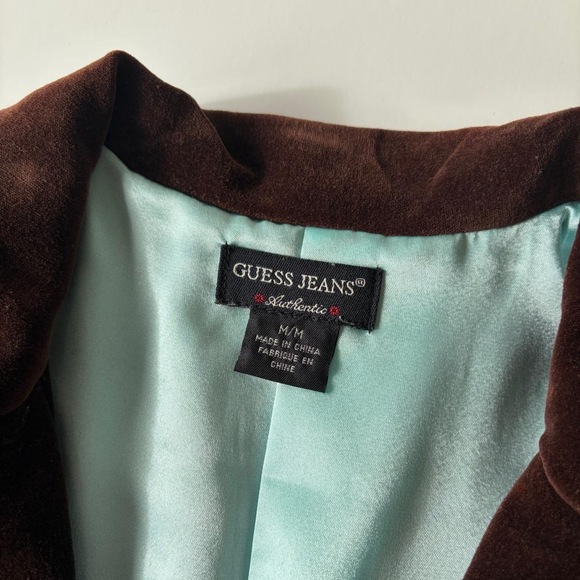 GUESS ORIGINALS Vintage Velvet Blazer Jacket in Brown - Picture 7 of 9